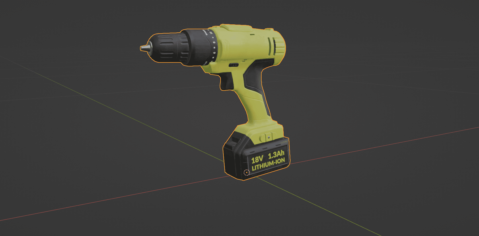 Cordless drill model selected in Blender